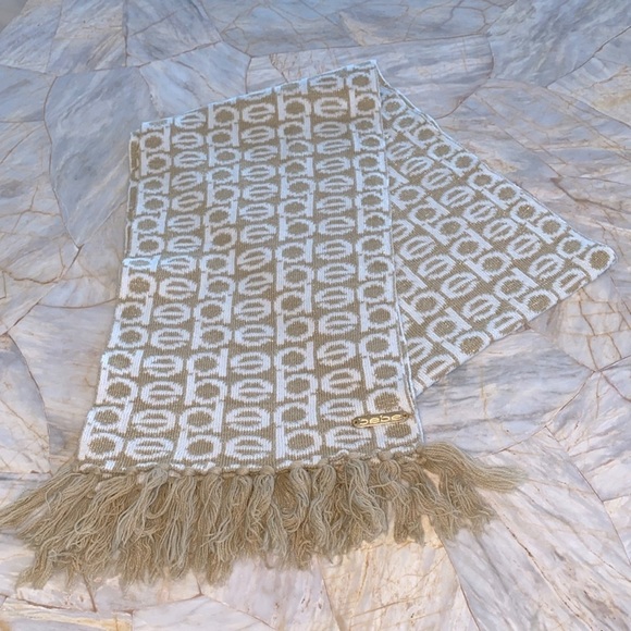 BEBE Scarf Cream/White with Logo - Picture 1 of 7